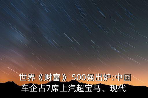  世界《財富》 500強出爐:中國車企占7席上汽超寶馬、現(xiàn)代