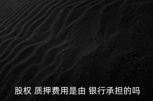  股權(quán) 質(zhì)押費(fèi)用是由 銀行承擔(dān)的嗎