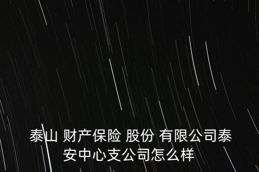  泰山 財產(chǎn)保險 股份 有限公司泰安中心支公司怎么樣