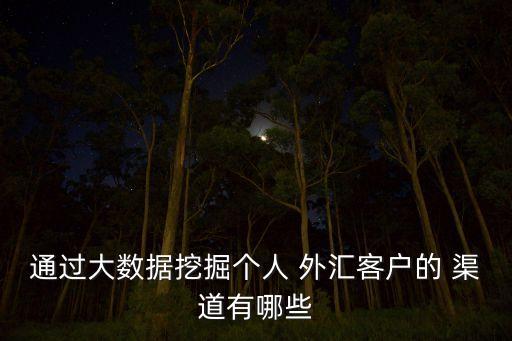 通過大數(shù)據(jù)挖掘個(gè)人 外匯客戶的 渠道有哪些