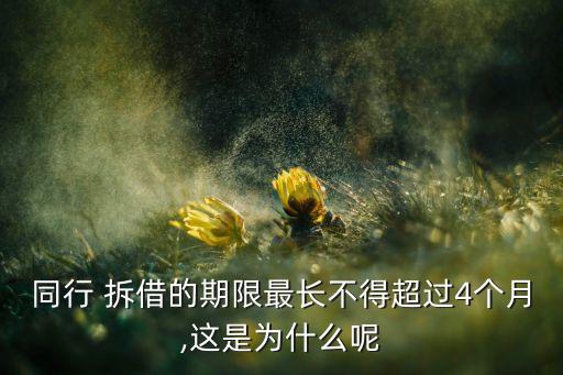 同行 拆借的期限最長(zhǎng)不得超過(guò)4個(gè)月,這是為什么呢