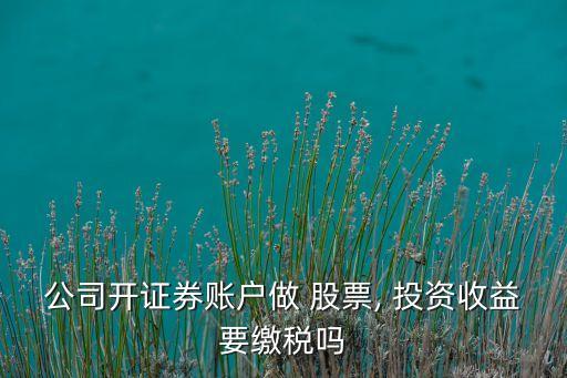 公司開證券賬戶做 股票, 投資收益要繳稅嗎