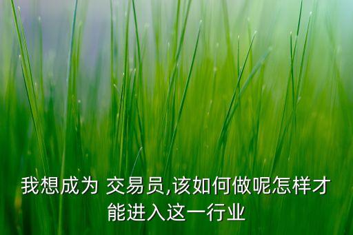 我想成為 交易員,該如何做呢怎樣才能進入這一行業(yè)