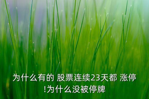 為什么有的 股票連續(xù)23天都 漲停!為什么沒(méi)被停牌