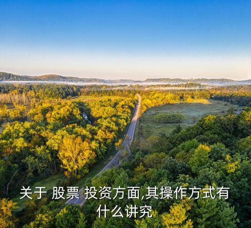 關于 股票 投資方面,其操作方式有什么講究