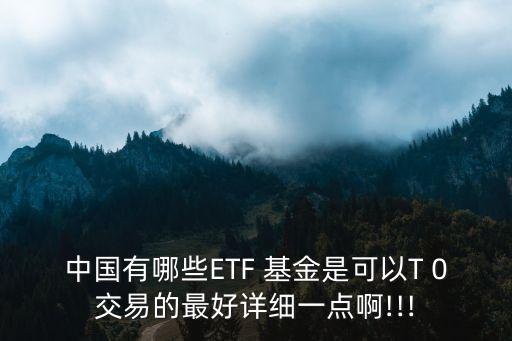 中國有哪些ETF 基金是可以T 0交易的最好詳細一點啊!!!