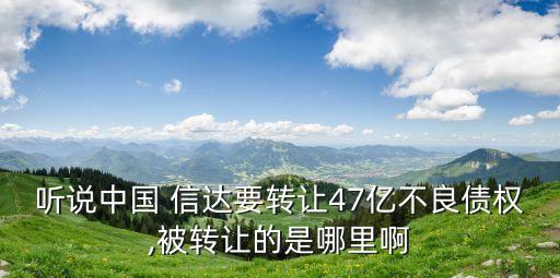 聽說中國 信達(dá)要轉(zhuǎn)讓47億不良債權(quán),被轉(zhuǎn)讓的是哪里啊
