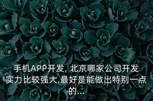 手機(jī)APP開(kāi)發(fā), 北京哪家公司開(kāi)發(fā)實(shí)力比較強(qiáng)大,最好是能做出特別一點(diǎn)的...