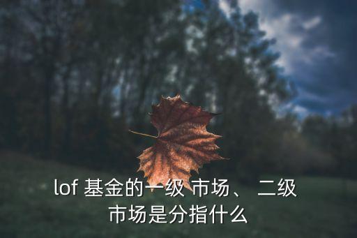 lof 基金的一級 市場、 二級 市場是分指什么
