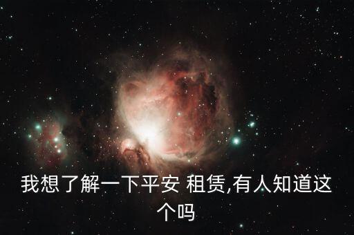 我想了解一下平安 租賃,有人知道這個(gè)嗎