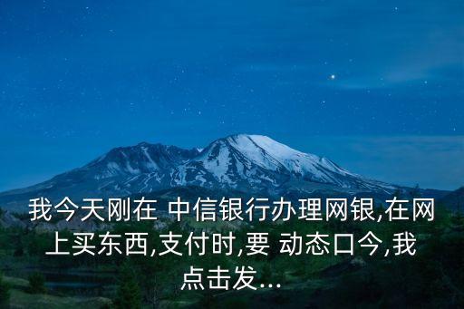 我今天剛在 中信銀行辦理網(wǎng)銀,在網(wǎng)上買東西,支付時,要 動態(tài)口今,我點擊發(fā)...
