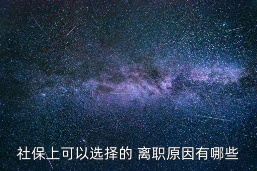 社保上可以選擇的 離職原因有哪些