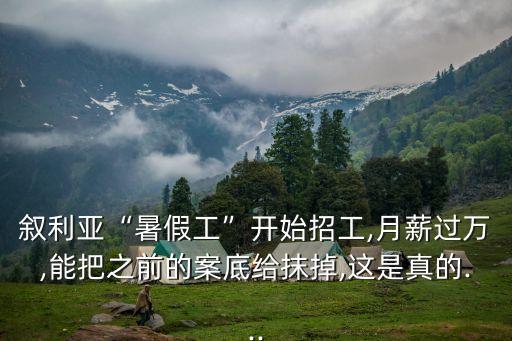 敘利亞“暑假工”開始招工,月薪過萬,能把之前的案底給抹掉,這是真的...