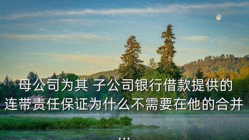  母公司為其 子公司銀行借款提供的連帶責(zé)任保證為什么不需要在他的合并...