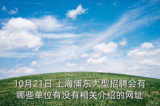 10月21日 上海浦東大型招聘會有哪些單位有沒有相關介紹的網址