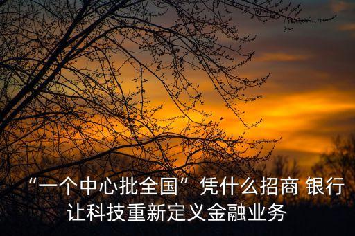 “一個中心批全國”憑什么招商 銀行讓科技重新定義金融業(yè)務(wù)