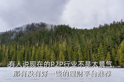 有人說現(xiàn)在的P2P行業(yè)不是太景氣,那有沒有好一些的理財平臺推薦