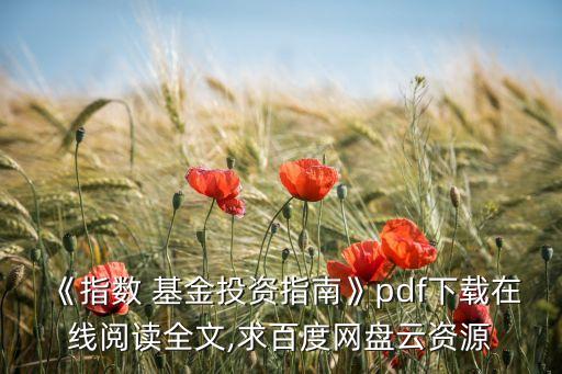 《指數(shù) 基金投資指南》pdf下載在線閱讀全文,求百度網(wǎng)盤云資源