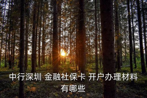 中行深圳 金融社保卡 開戶辦理材料有哪些