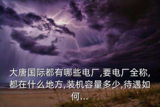 大唐國際都有哪些電廠,要電廠全稱,都在什么地方,裝機容量多少,待遇如何...