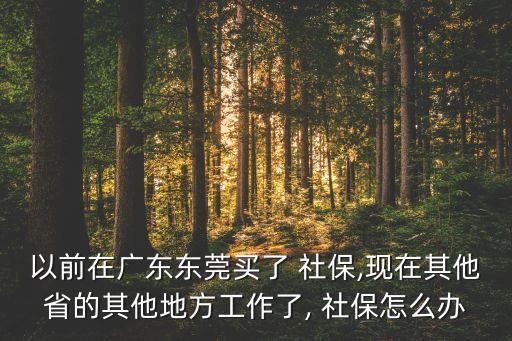 以前在廣東東莞買了 社保,現(xiàn)在其他省的其他地方工作了, 社保怎么辦