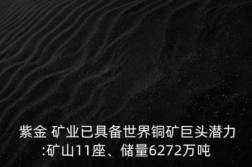  紫金 礦業(yè)已具備世界銅礦巨頭潛力:礦山11座、儲(chǔ)量6272萬噸