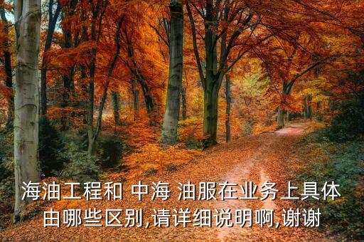 海油工程和 中海 油服在業(yè)務(wù)上具體由哪些區(qū)別,請(qǐng)?jiān)敿?xì)說明啊,謝謝