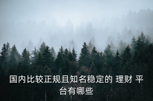 國(guó)內(nèi)比較正規(guī)且知名穩(wěn)定的 理財(cái) 平臺(tái)有哪些