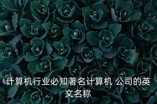 計算機行業(yè)必知著名計算機 公司的英文名稱
