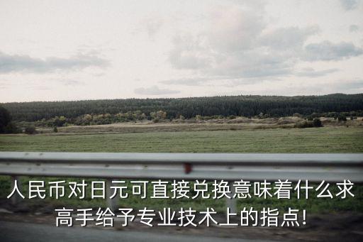 人民幣對日元可直接兌換意味著什么求高手給予專業(yè)技術上的指點!