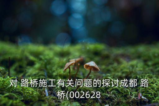 對(duì) 路橋施工有關(guān)問題的探討成都 路橋(002628