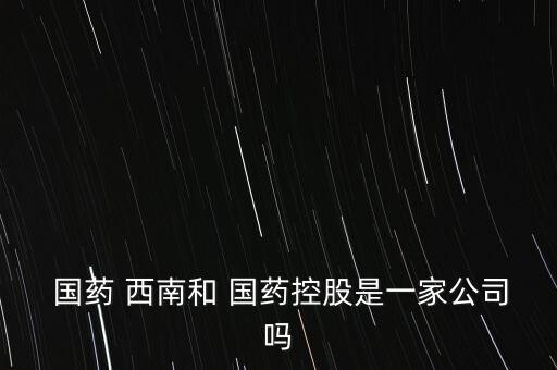  國(guó)藥 西南和 國(guó)藥控股是一家公司嗎