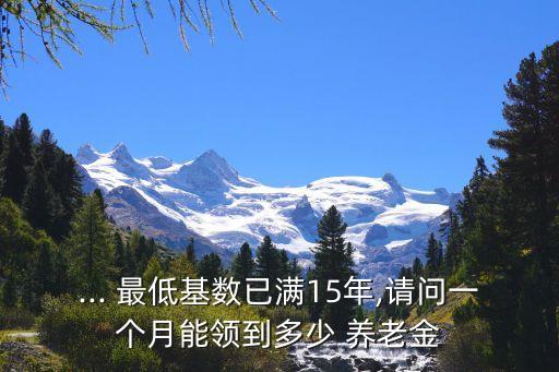 ... 最低基數(shù)已滿15年,請(qǐng)問一個(gè)月能領(lǐng)到多少 養(yǎng)老金