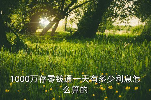 1000萬存零錢通一天有多少利息怎么算的