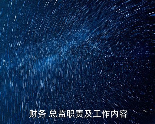  財務(wù) 總監(jiān)職責(zé)及工作內(nèi)容