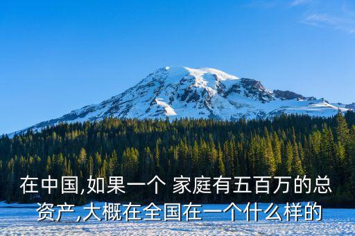 在中國,如果一個 家庭有五百萬的總 資產,大概在全國在一個什么樣的