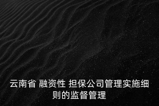 云南省 融資性 擔保公司管理實施細則的監(jiān)督管理