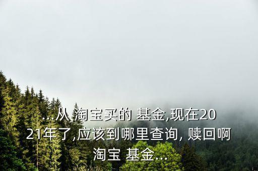 ...從 淘寶買的 基金,現(xiàn)在2021年了,應(yīng)該到哪里查詢, 贖回啊 淘寶 基金...
