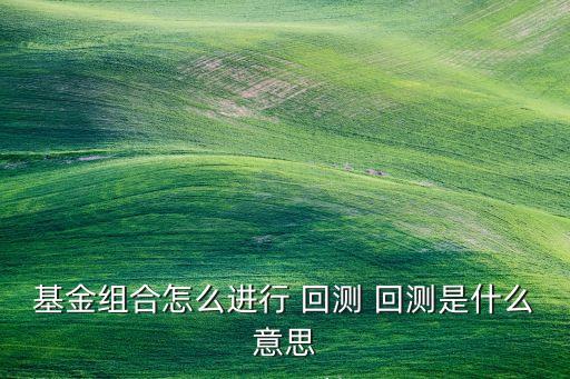 基金組合怎么進行 回測 回測是什么意思