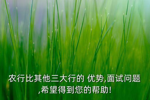農(nóng)行比其他三大行的 優(yōu)勢(shì),面試問(wèn)題,希望得到您的幫助!