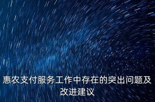 惠農(nóng)支付服務(wù)工作中存在的突出問題及改進(jìn)建議