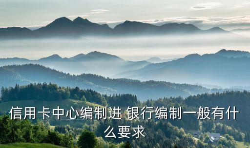信用卡中心編制進 銀行編制一般有什么要求