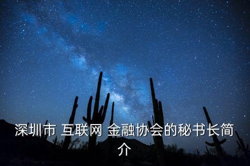 深圳市 互聯(lián)網(wǎng) 金融協(xié)會(huì)的秘書長(zhǎng)簡(jiǎn)介