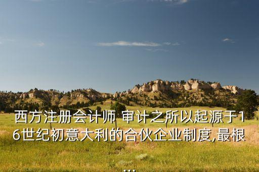 西方注冊(cè)會(huì)計(jì)師 審計(jì)之所以起源于16世紀(jì)初意大利的合伙企業(yè)制度,最根...