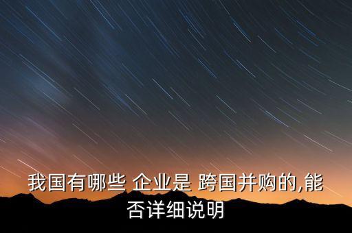 我國有哪些 企業(yè)是 跨國并購的,能否詳細說明