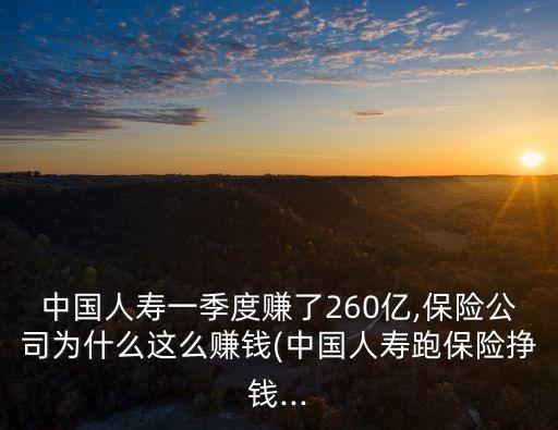 中國(guó)人壽一季度賺了260億,保險(xiǎn)公司為什么這么賺錢(中國(guó)人壽跑保險(xiǎn)掙錢...