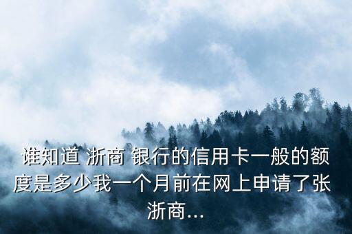誰(shuí)知道 浙商 銀行的信用卡一般的額度是多少我一個(gè)月前在網(wǎng)上申請(qǐng)了張 浙商...