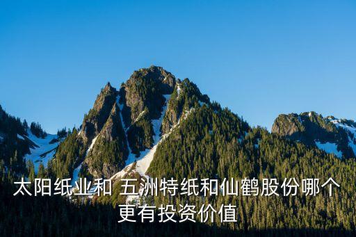 太陽紙業(yè)和 五洲特紙和仙鶴股份哪個更有投資價值