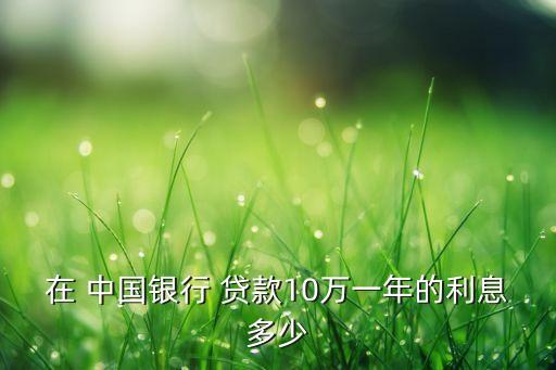 在 中國銀行 貸款10萬一年的利息多少