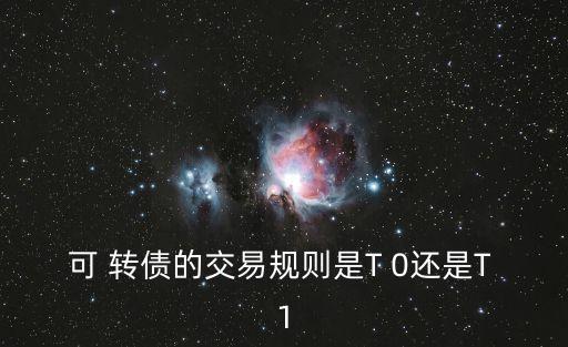 可 轉債的交易規(guī)則是T 0還是T 1